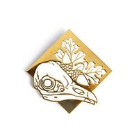 Barn Owl Skull with Valley Oak Enamel Pin . Barn Owl Enamel Pin . Owl Skull Pin . Vulture Culture Os