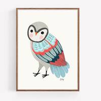 Colorful Abstract Owl Art Print