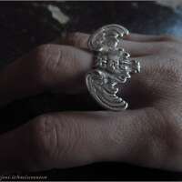 Owl ring adjustable ring silver plated owl - magic ring