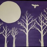 White owl on a purple night