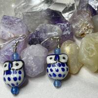 E179 Blue owl Earrings