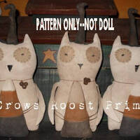 SALe Halloween epattern-NOT DoLL, White Witch Owl Candy corn doll 301 Primitive Crows Roost Prims ep