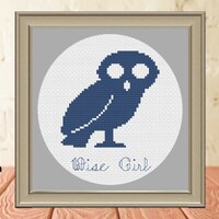 Wise Girl Owl Cross Stitch PDF Pattern | INSTANT DOWNLOAD
