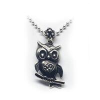 Sterling Silver Owl Pendant, Handcrafted Antique Finish