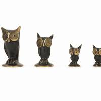 Hertha Baller Owl Figurine Brass Miniature Modernist Austria