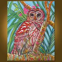 Hoot, the Barred Owl -- 16 x 20 inch Original Oil Painting by Elizabeth Graf -- Art Painting, Art &a