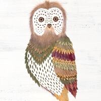 pressed plant owl print
