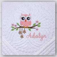 Custom personalized baby blanket, Baby Owl quilt