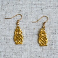 Gold Owl Earrings - Night Bird Jewelry - Zoo Earrings - AspenTreeJewelry