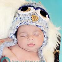 Newborn Crochet Owl Hat in Blue, Newborn Photo Prop, Halloween Costume for Baby, Bird hats, Baby Gir