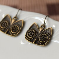 Rustic Bronze Owl Earrings Women's Jewelry Animal Bird Jewelry Ladies Jewelry