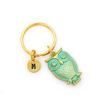 Boho Owl Keychain, Custom Initial Owl Keyring, Bird Gifts, Owl Purse Charm, Animal Lover Gift, Owl L