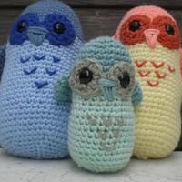 Handmade Crochet Owl Family Set: Custom Colors Available
