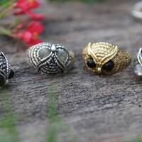 Owl Ring,Moonstone Ring,Stone Ring,Labradorite Ring,Tiger Eye Ring,Adjustable Brass Ring,Ethnic Bras