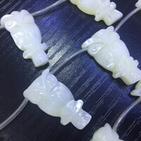 carved owl bird pendant - white shell pendant charms - beading pendant supplies beads - animal beads