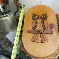 Carved Wooden Owl Plaque