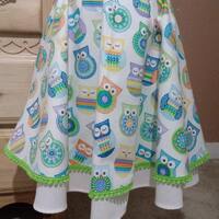 Girls Owl Print Skater Skirt - Size 7 - Colorful Summer Outfit