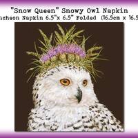 3 "Snow Queen" Snowy Owl 6.5" Luncheon Lunch Napkins Decoupage Scrapbook Collage Mixe