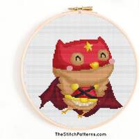 owl superhero cross stitch pattern, owl Batman, easy cross stitch, small pattern, games, heroes cros