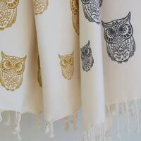 Turkish Fringed Owl Bath Towel | Fringed Towel | Owl Bath Towel | Spa Towel | Bath Towel | Peshtemal
