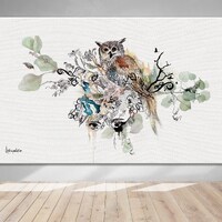 Large Boho Wall Art Print, Original Owl Painting, Owl Decor, Bohemian Home Decor, Large Owl Art, Boh