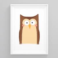 Woodland Animal, Owl Nursery Prints, Woodland Owl,  Girls Nursery Decor, Boys Bedroom Poster, Playro