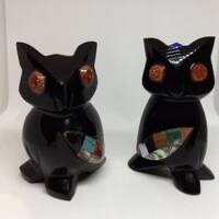 THREE 10cm Embedded Stone Owl