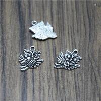 15pcs Mini Owl Charms  silver tone Bird Beads and Charms Pendants 17x20mm
