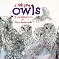 ink owls clipart