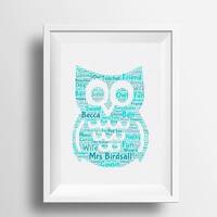 Digital image, print from home,  owl design, owl image, teacher gift, owl, owl lover, your words, pe