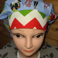 Frogs & Owls Christmas (3 prints) surgical scrub bouffant hat, euro, skull cap