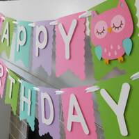 Owl Party Banner - Custom Owl Birthday Decor, Owl 1st Birthday, Look Who's Two Party, Fully Asse