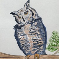 Digital download:  owl watercolor print