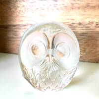 MATS JONASSON Signature Collection Lead Crystal Owl Paperweight, Owlet, #3268, Sweden, Original Labe