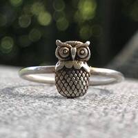 Owl ring, Sterling silver ring, Sterling Silver owl ring, Stacking ring, Owl jewelry
