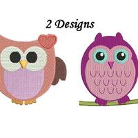 OWL Embroidery Design - 2 designs 3 sizes each machine embroidery INSTANT DOWNLOAD
