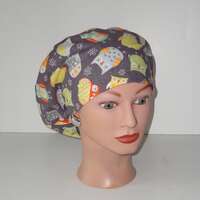European Scrub Cap...Owls on Gray...Surgical Scrub Cap/OR Scrub Cap/Scrub Hat/Veterinarian's Cap