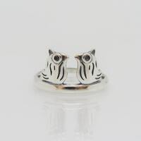 Vintage Sterling Silver Owls Ring Size 7