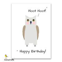 Printable Owl Birthday Card – Cute Illustration (Digital Download)