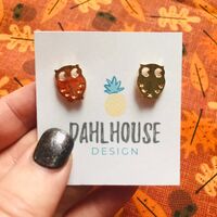 Gold Owl Stud Earrings Minimalist Sime Fall Nature Halloween