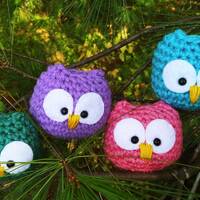 Set of 4 crochet owls.