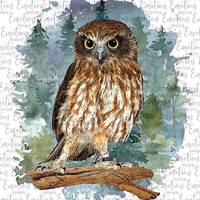 Owl in Forest clipart, instant download, Sublimation graphics, PNG