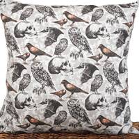 Halloween Throw Pillow Cover Cushion: Owls, Skulls, Bats Print - 18x18