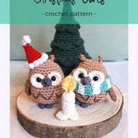 Christmas owls decoration crochet pattern, diy Holiday decor, digital download