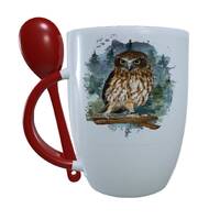 Owl Mug & Spoon Set, Personalised Mug, Owl Mug, Hot Chocolate Mug, Mug And Spoon Set