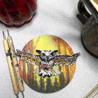 Handmade tiny Sculptural owl art by Sarah Hill