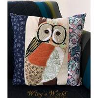 Owl Pillow, Owl Patchwork Pillow, Owl Decorative Pillow, Tawny Owl, Large Pillow Cushion, Woodland A