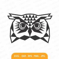 OWL Polygonal Svg, Eps, Dxf, Png Files, Geometric Cutting File, Low Poly Clipart, Bird Digital File,