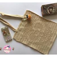 Sac crochet tendance décoration hibou, Tote bag beige, Cadeau femme original fête et an