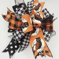 Owl Halloween Wreath Bows, black Orange Halloween Lantern Swag bow, Halloween Owl Door Bows, Decor B